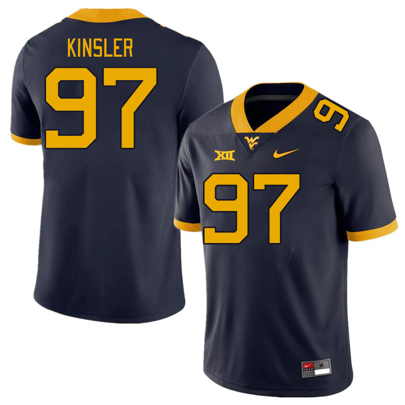 Men #97 Elijah Kinsler West Virginia Mountaineers College Football Jerseys Stitched Sale-Navy